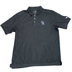 Tommy Bahama Colorado Rockies Mens Large Black Polo Shirt‎ MLB Baseball